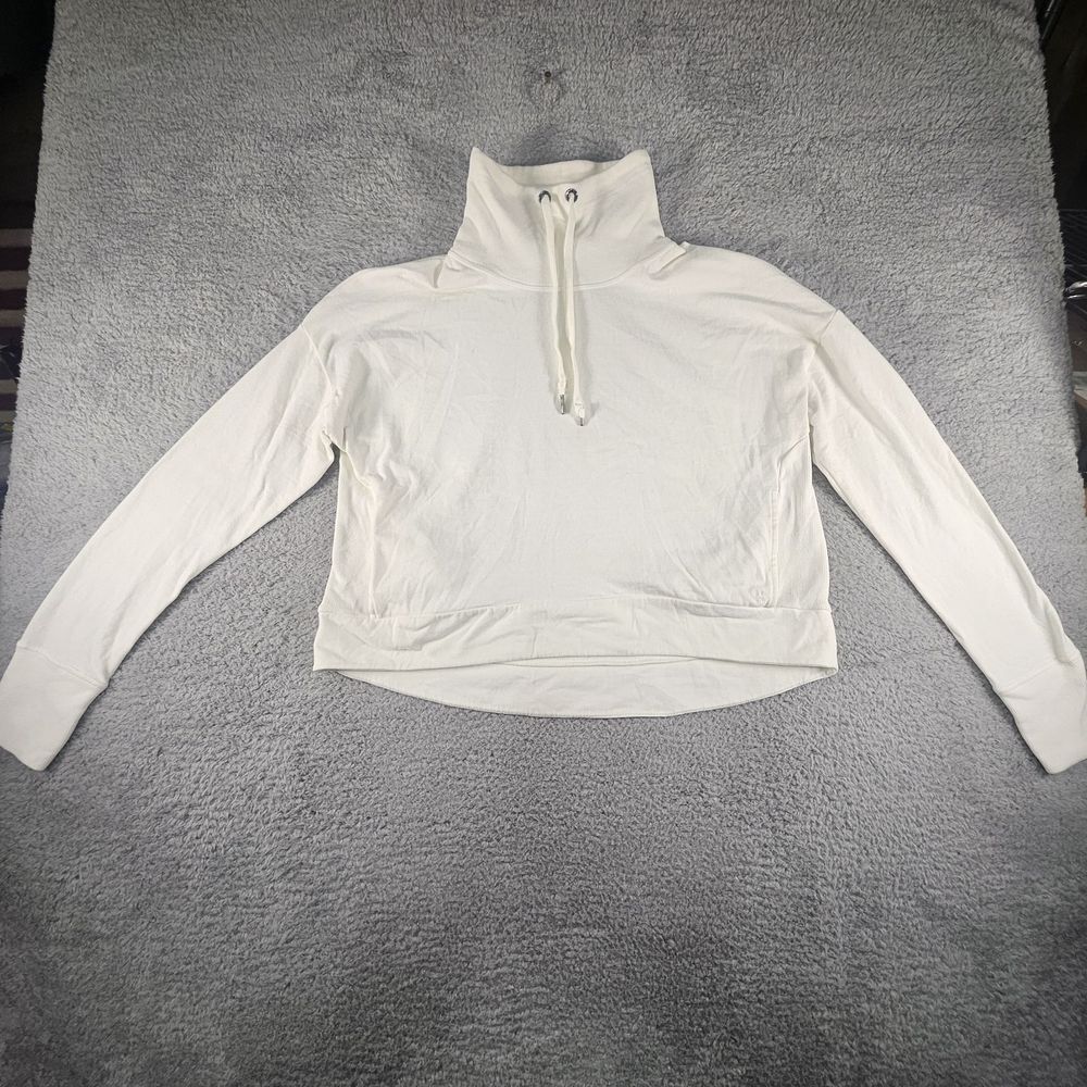 Sweaty Betty Sweater Womens 8 Beige Knit 3/4 Zip Cropped Athleisure Gym Yoga